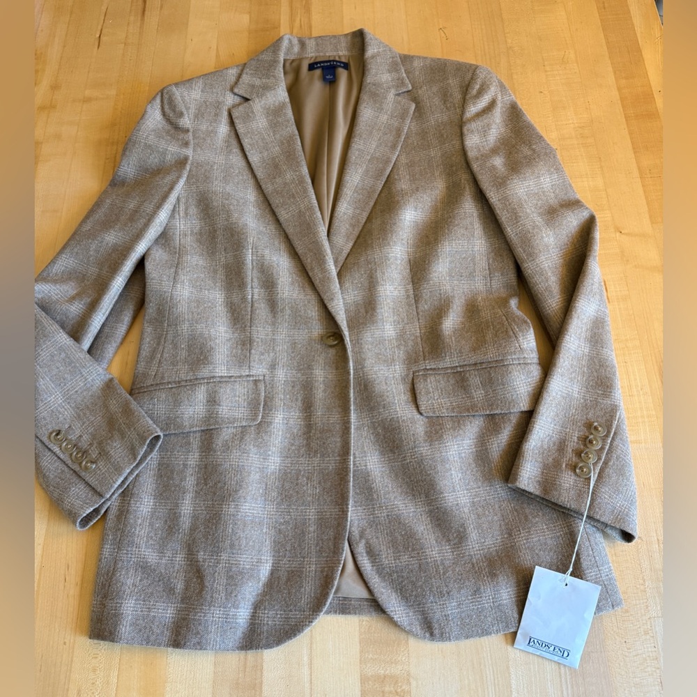 NEW* Land's End Wool & Cashmere Plaid Jacket Blazer Size 4 NWOT